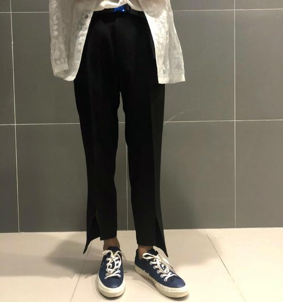 

27-46 2019 новая мужская одежда gd hair stylist оригинальная мода нерегулярные сращивания повседневные брюки плюс размер костюмы, Black