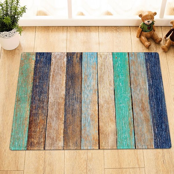 Ful Rustic Wood Board Bathroom Mat Right Angle Non Slip Door