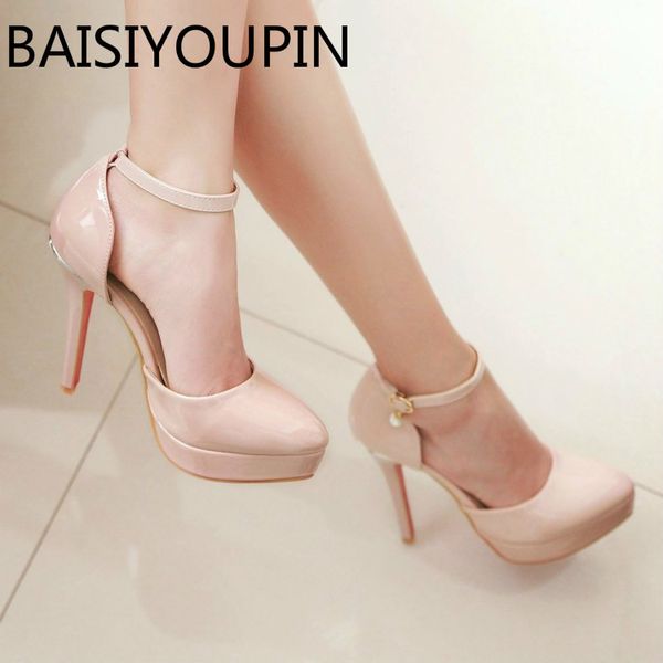 

women simple high heels shoes female nude paltform shoes a word buckles red bottom small yards30 31 extra large shoes 43 47 48, Black