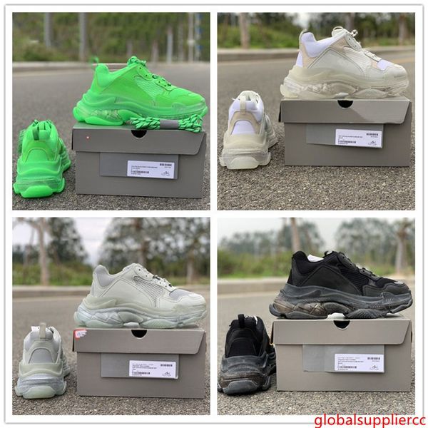 

2019 paris triple s 17fw dad running shoes white black grey green luxury fashion designer mens women sports casual shoes