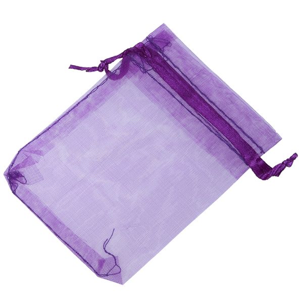 

100 dark purple organza wedding favour candy bags jewellery organza pouches 7cm x 9cm