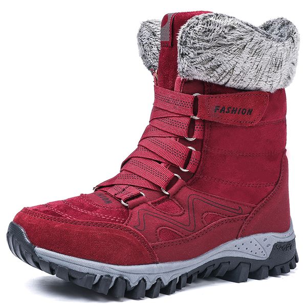 

women boots winter snow boots women shoes warm fur female cotton shoes high ankle boots wear-resistant slip botas de mujer 201031, Black