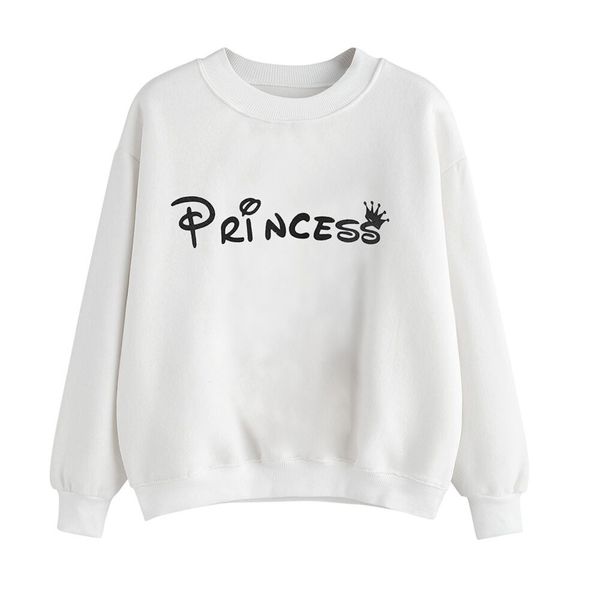

fashion-women sweatshirts princess letter printed long sleeve women's tracksuits casual loose hoodies polerones mujer gift, Black