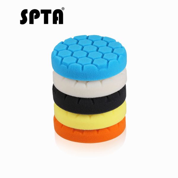 

spta 5pcs pack 3" 4" 5" 6" 7" polyester sponge polishing pads home diy car polisher pad kit hook&loop polishing foa