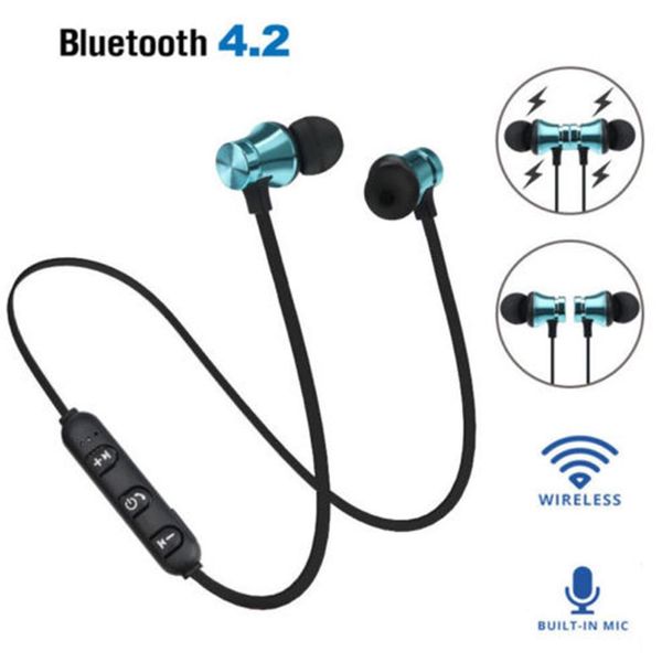 

magnetic in-ear stereo headset earphone wireless bluetooth 4.2 headphone handsearbuds music hifi earphone for mobiles phone