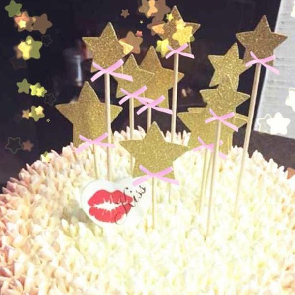

cake ers decorative cloth five-pointed star shape insert card picks cupcake party supplies for wedding baby birthday