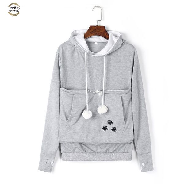 

mewgaroo half nyangaroo cat dog pet casual kangaroo coat hoodies sweatershirts kangaroo grey cat casual hoodie sweatershirts, Black