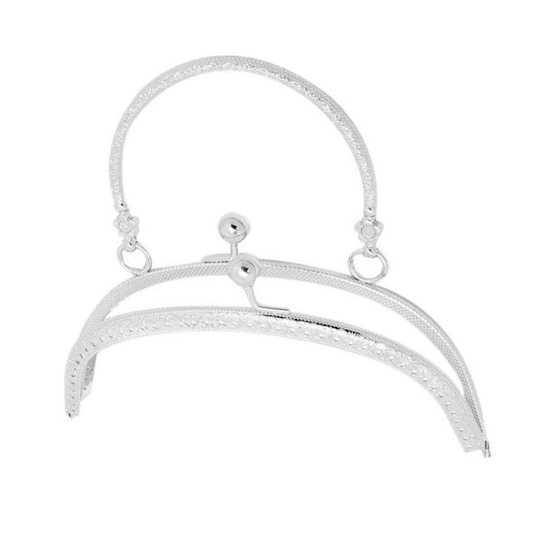 

1pc metal purse bag frame kiss clasp lock silver tone size:16.5x9.5cm, Black