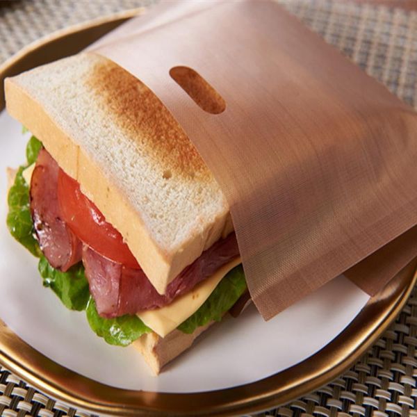 Izgara peynir sandviçleri için kolay gıda sınıfı yeniden kullanılabilir yapışmaz pişmiş kızarmış ekmek torbaları ekmek çantaları pişirme aksesuarları