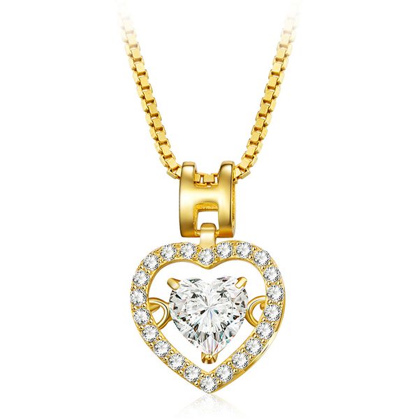 

shineland 925 sterling silver necklaces zircon love heart pendant necklace fashion women jewelry trendy accessories gift