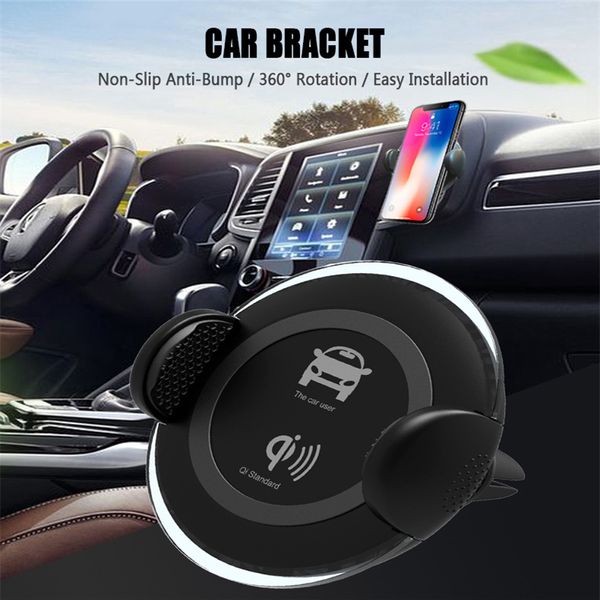 

new car phone holder bracket auto wireless charger 360-degree car air vent mount stand universal gravity smartphone cell support
