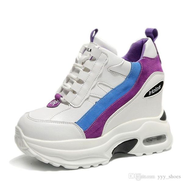 

popular in ins women shoes height increasing shoes casual sports shoes wedge high heel with box, Black;white