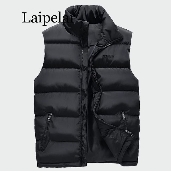 

laipelar men's sleeveless jacket fashion thicken cotton vest hooded autumn warm vest winter male waistcoats men casual windbreak, Black;white