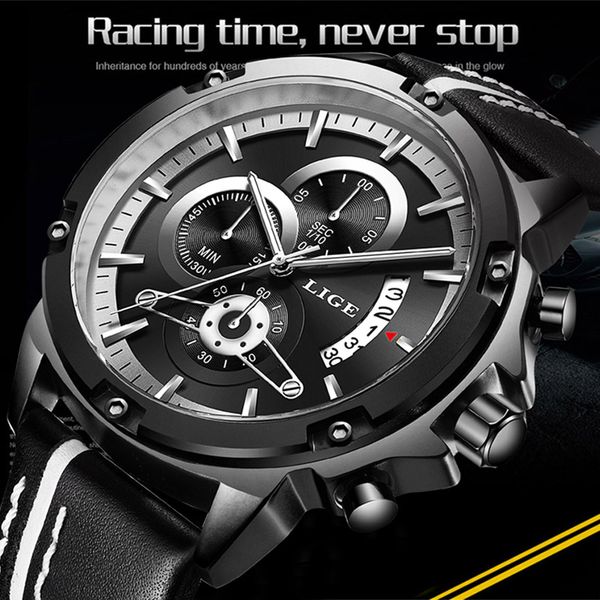 

2018 new men watch waterproof chronograph date quartz watch men's gold watches sport relogio masculino, Slivery;brown