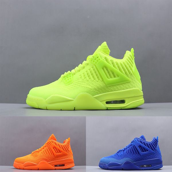 

New Arrival 4 4S Fly Knit Green Red Blue Orange Mens Basketball Shoes Hot Punch Bred Tattoo 4s Mens Trainers Top Quality Sneakers Size 7-13
