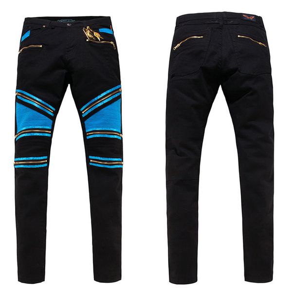 

robin classic tide brand mens designer jeans distressed jeans street hip-hop pants rock revival jeans slim trousers selling, Blue