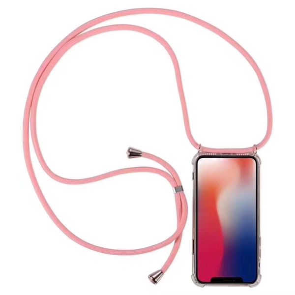 

clear tpu + pc phone case with lanyard for iphone 11 pro max xs xr shoulder rope cord airbag case for iphone 7 8 plus