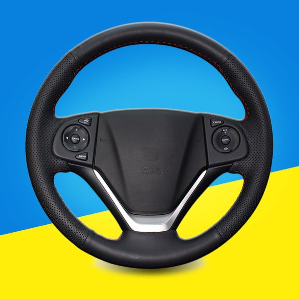 

hand sewing car steering wheel cover for crv 2012-2015 interior accessories auto braid on the steering wheel covers