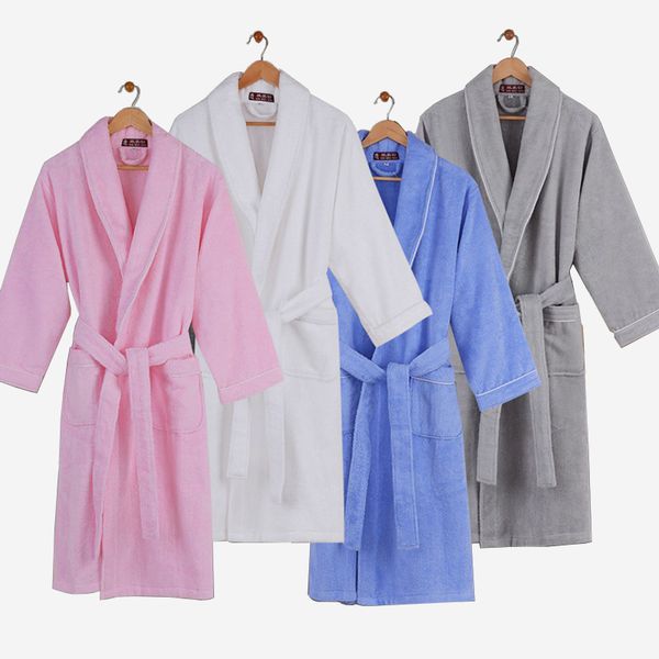 

woman bathrobe cotton pure color white winter toweling lovers thick bathrobes women home couples wedding kimono robes autumn, Black;red