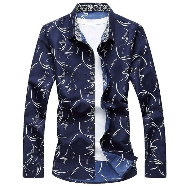 

6xl men's blouse spring 20197 button printed long sleeve long sleeve shirt size men's social shirt, White;black