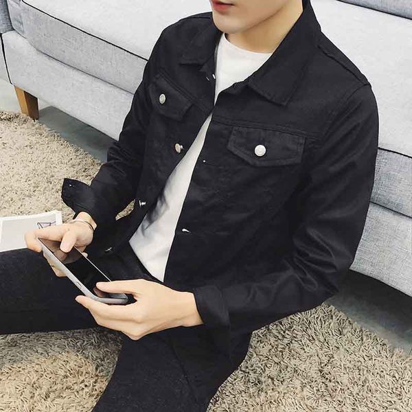 

fashion 2020 spring autumn stretch denim jacket men's korean white/red/black denim jacket student men's coat veste, Black;brown