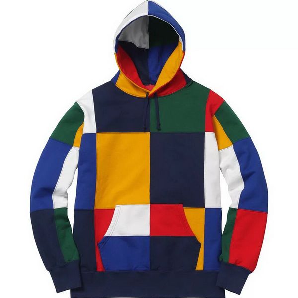 

18fw box logo patchwork hooded sweatshirts color stitching fashion man women designer hoodies long sleeve sweatshirts hfwy013, Black