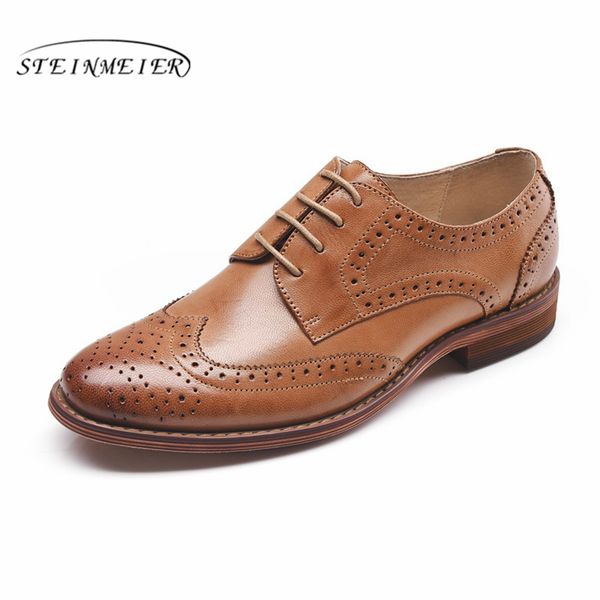 

yinzo women's flats oxford shoes woman genuine leather sneakers ladies brogues vintage casual shoes for women footwear, Black