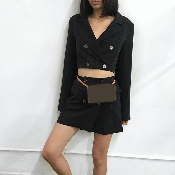 

2019 office lady cropped blazer suit elegant women long sleeve skirts set casual party high waist suits set, White;black