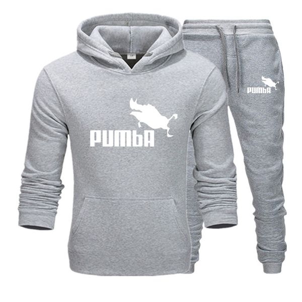 

new brand men sweatshirt tracksuit prints thermal underwear men sportswear sets fleece thick hoodie+pants sporting suit male, Gray