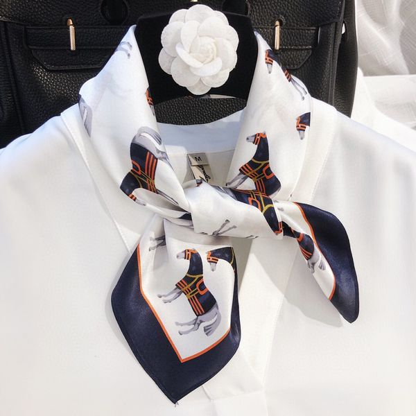 

100% silk head scarf women horse print scarfs france small summer scarf 50*50cm, Blue;gray