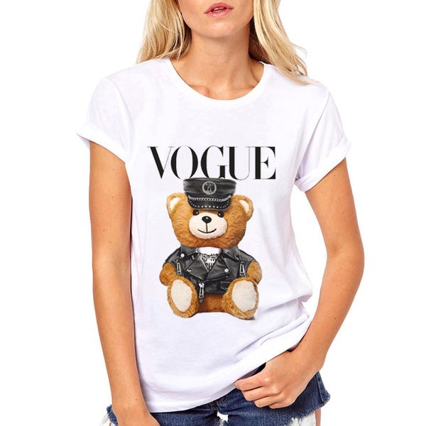 

print super cute vogue police women tshirt korean short sleeve clothes tee ulzzang cartoon t-shirts for girl size s-3xl, White