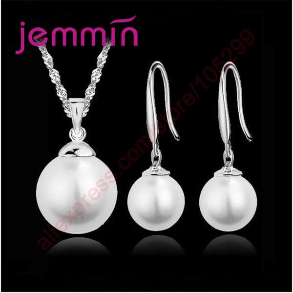 

jemmin marvelous pure freshwater pearl necklace earrings jewelry sets 925 sterling silver for party anniversary wholesale, Black