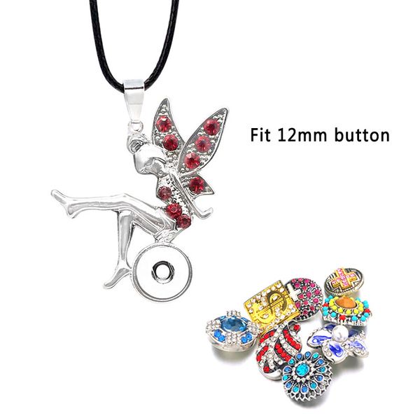 

interchangeable fairy butterfly crystal ginger necklace 111 fit 12mm snap button pendant necklace charm jewelry for women gift, Silver