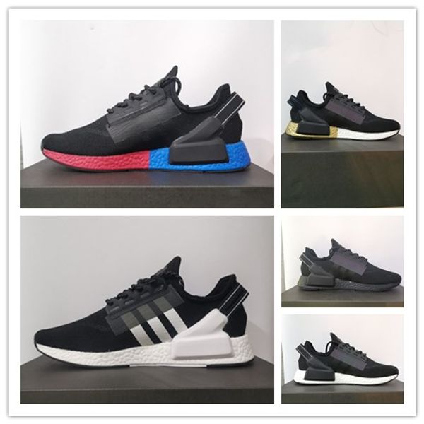 

2020 nmd r1 v2 stock x men women running shoes og core black white gold outdoor mens trainers sports sneakers size 36-45