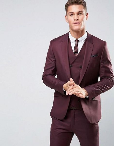 

classic designe burgundy groom tuxedos men wedding tuxedos excellent men business dinner prom blazer 3 piece suit(jacket+pants+tie+vest)911, Black;gray