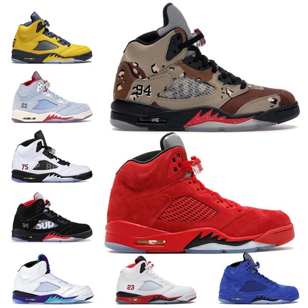 

5 5s mens basketball shoes desert camo trophy room michigan ice blue retro series sup psg x pairs star red suede trainers sports sneakers