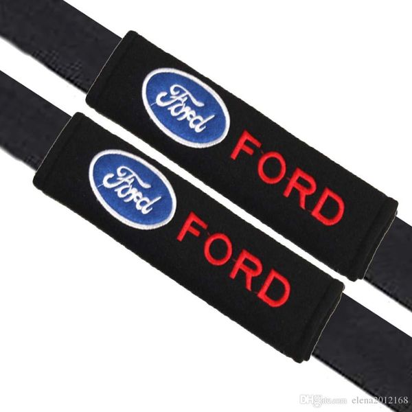 

2pcs/set universal cotton seat belt shoulder pads covers emblems for ford focus 2 3 fiesta kuga mondeo badges auto accessories car-styling