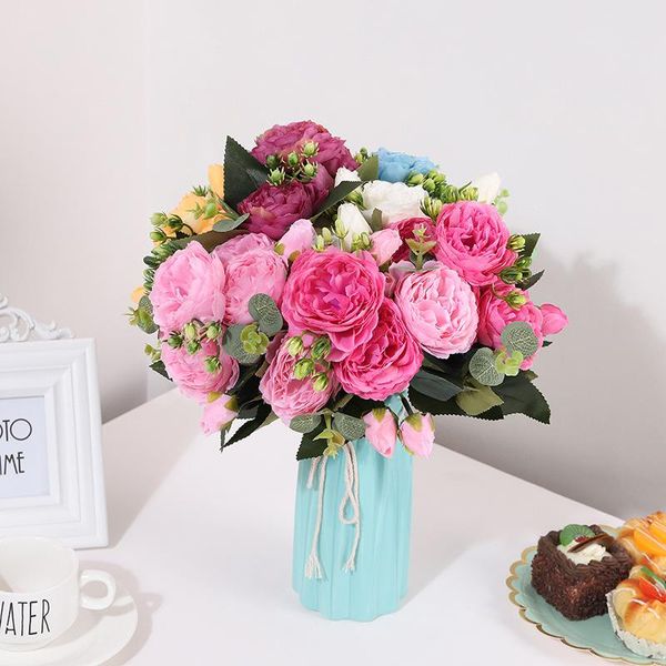 

valentines day gifts rose pink silk peony artificial flowers pe foam rose flowers bride bouquet home wedding decor scrapbooking