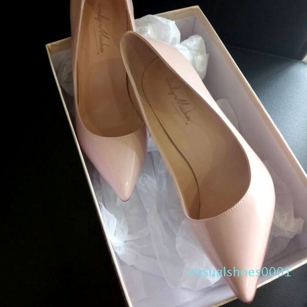 

onlymaker original women pumps pointed toe thin heels pumps nice patent leather shoes woman plus us size 5~15 c01, Black