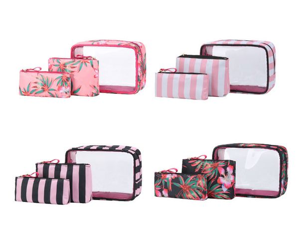 

2019 new arrival vs portable pvc cosmetics bag kits in 3pcs outdoor waterproof fashion makeup bags sets supplying travel size ing
