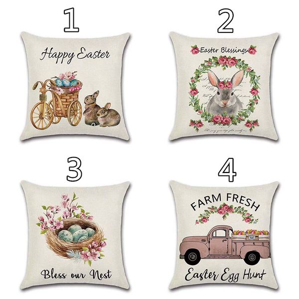 

easter rabbit pillow case cushion cover egg flower print pillow cover sofa nap cushion covers home decoration 45*45cm