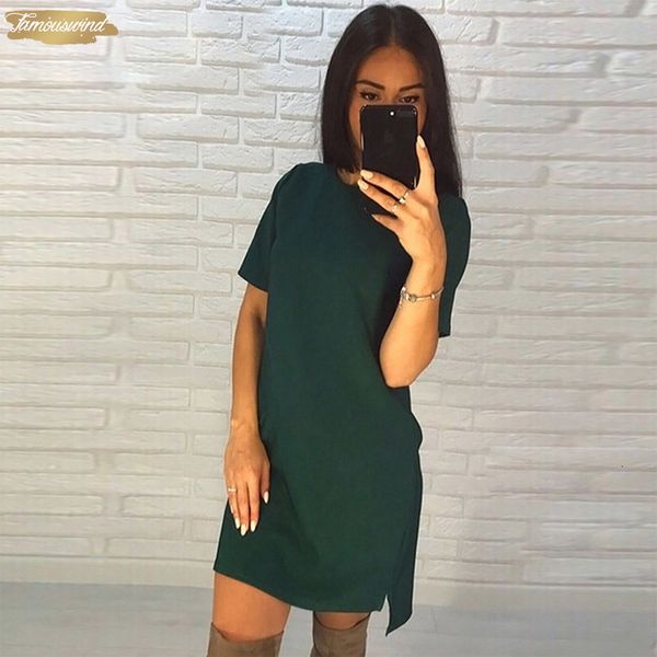 

new womens summer dress o neck short sleeve solid casual dress irregular vintage hem straight dress vestidos, Black;gray