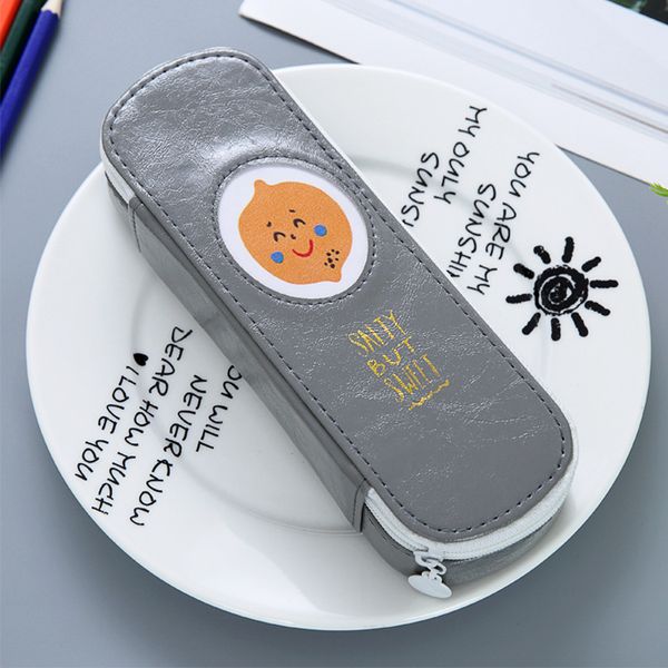

simple candy color large capacity fruit glue pen box multi-functional penbag office supplies for students stationery