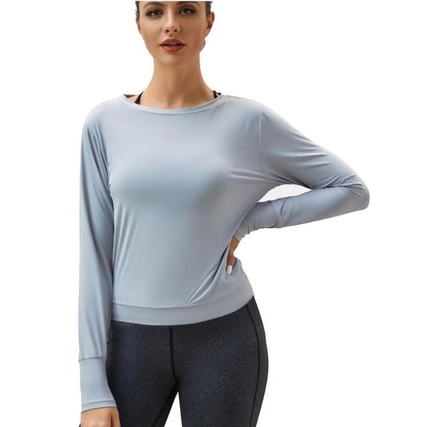 

female long sleeve t-shirt stretch yoga clothes for women net back gym for fitness sportswear ladies shirt workout, White;red