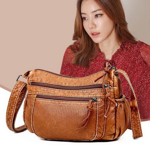 

fashion for luxury handbags women bags designer 2019 vintage crossbody pu leather black soft washed messenger flap bag mx200327