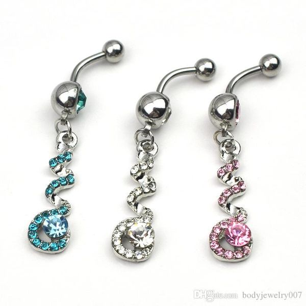 

d0554-1 ( 3 colors ) body jewelry nice style navel belly ring 10 pcs mix colors stone drop shipping factory price, Silver