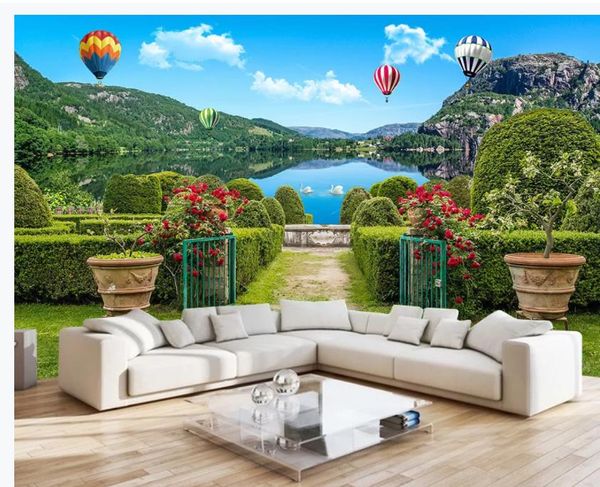 Personalizado foto papel de parede 3D estéreo jardim verde sombra estrada Huamen Great Lakes 3D mural parede de fundo