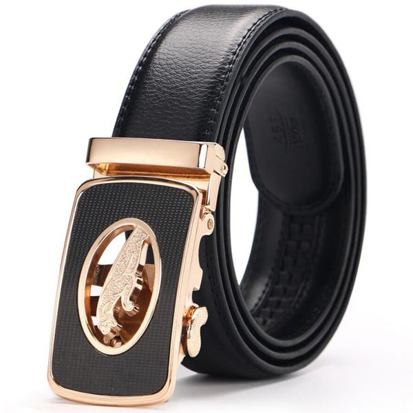 

men automatic buckle belt fashion men belt male leather girdle waistband lendth:110-125, Black;brown