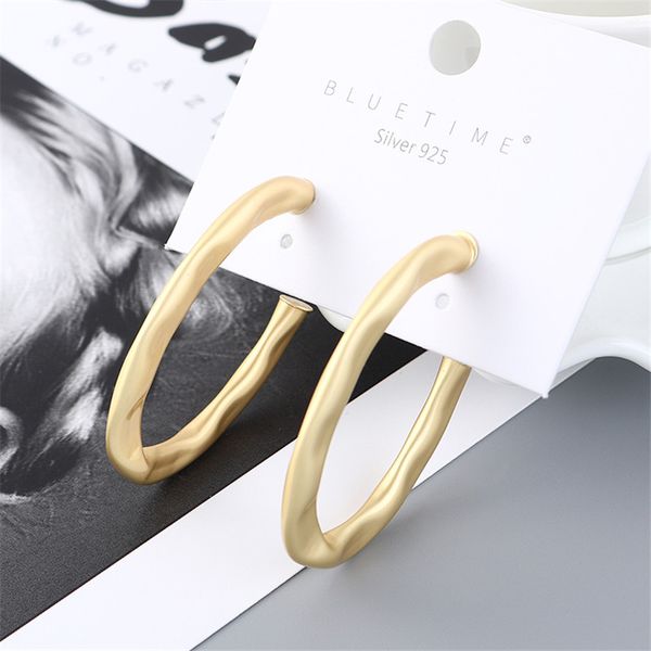 

ms.betti matted gold plating c shape hoop earrings for fashion women 2019 all match accessories bijoux, Golden;silver