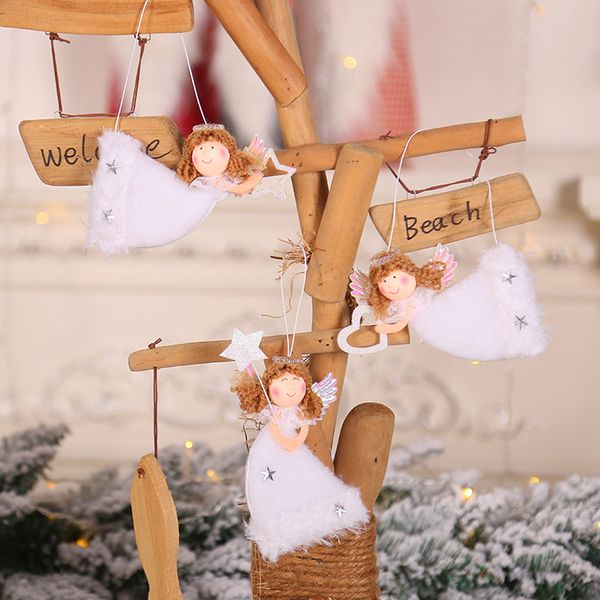 

2019 new arrivals selling christmas cute love plush flying angel pendant christmas tree decoration 3pc articulos de navidad